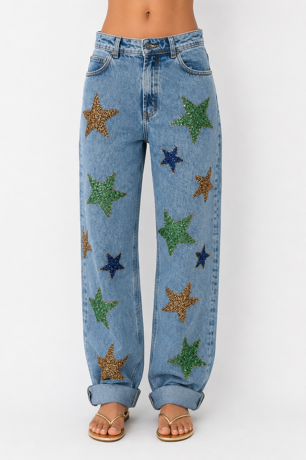 Calça Wide Leg Brasil Estrelas