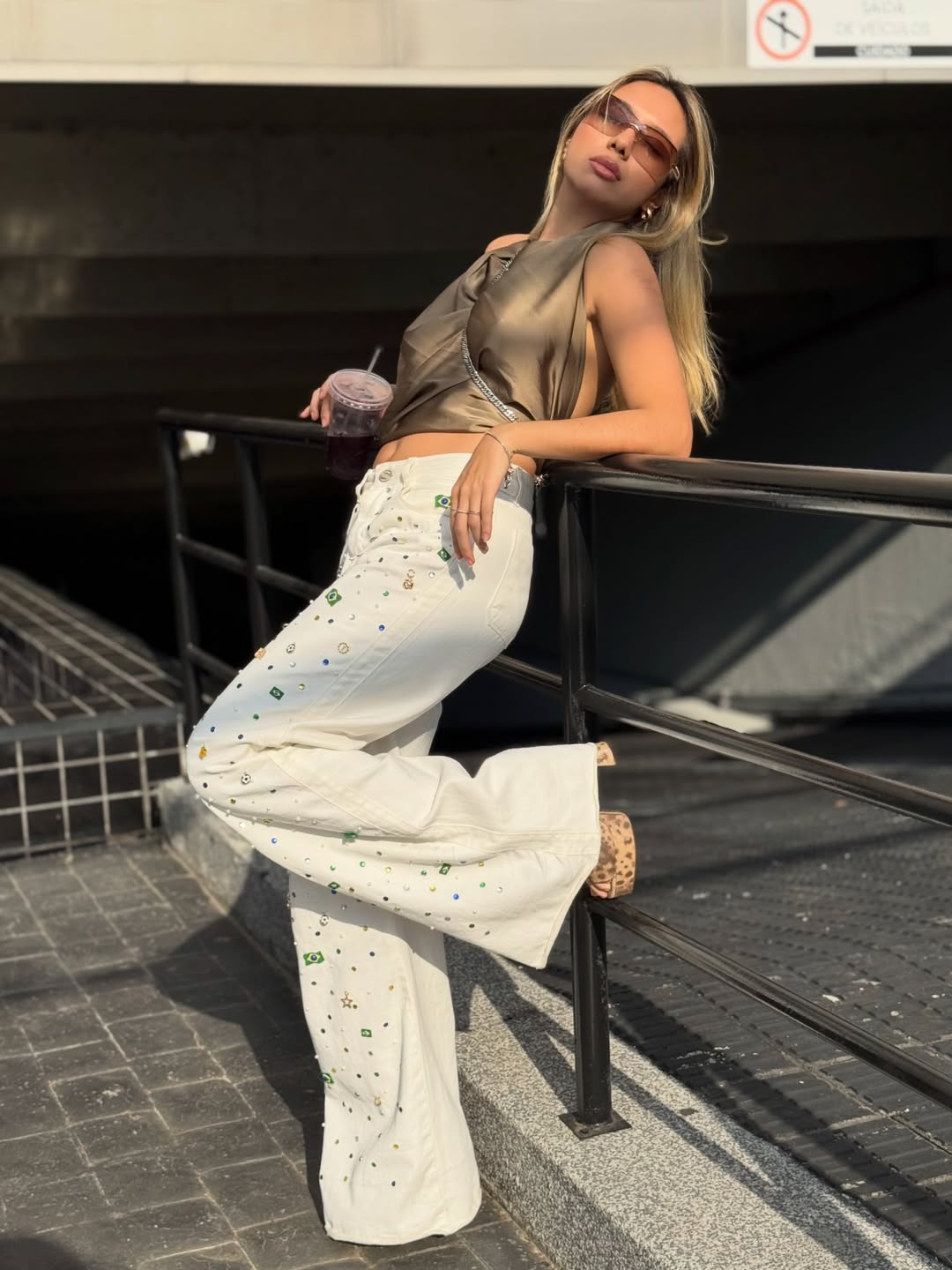 Calça Wide Leg Brasil Bossa Branca