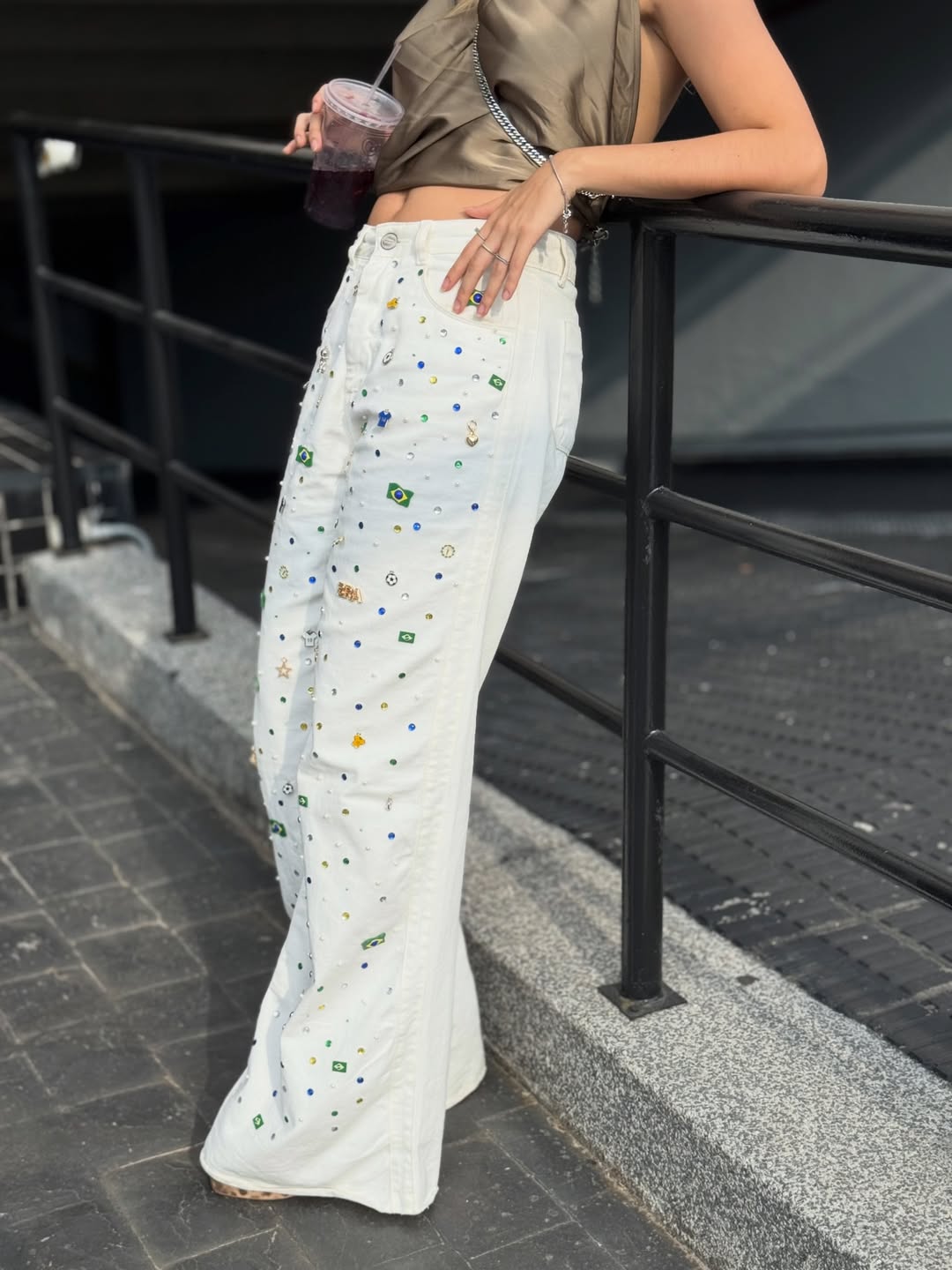 Calça Wide Leg Brasil Bossa