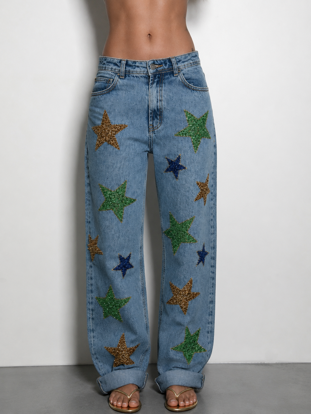 Calça Wide Leg Brasil Estrelas