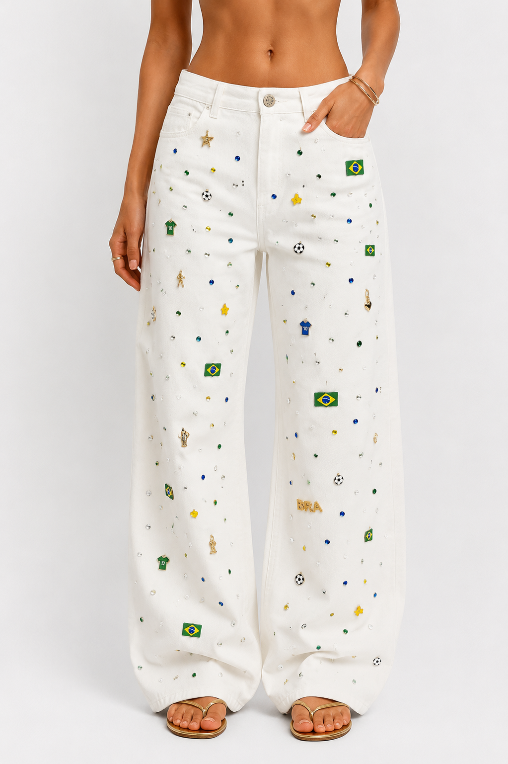Calça Wide Leg Brasil Bossa Branca