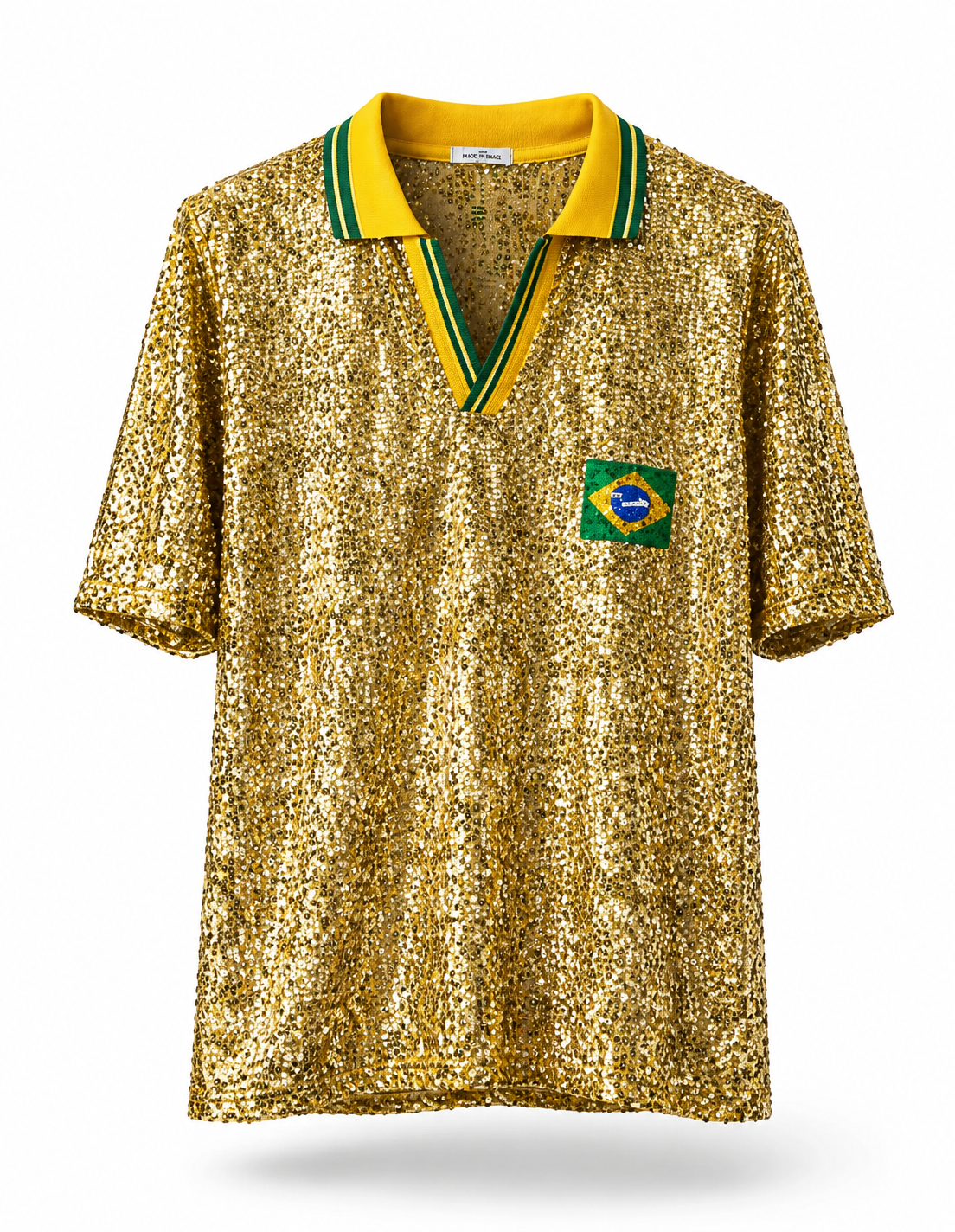 Camisa Polo Paetê Brasil Brilho