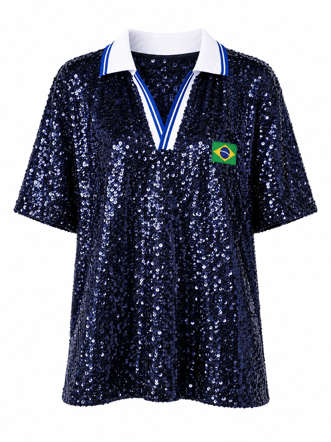 Camisa Polo Paetê Brasil Brilho