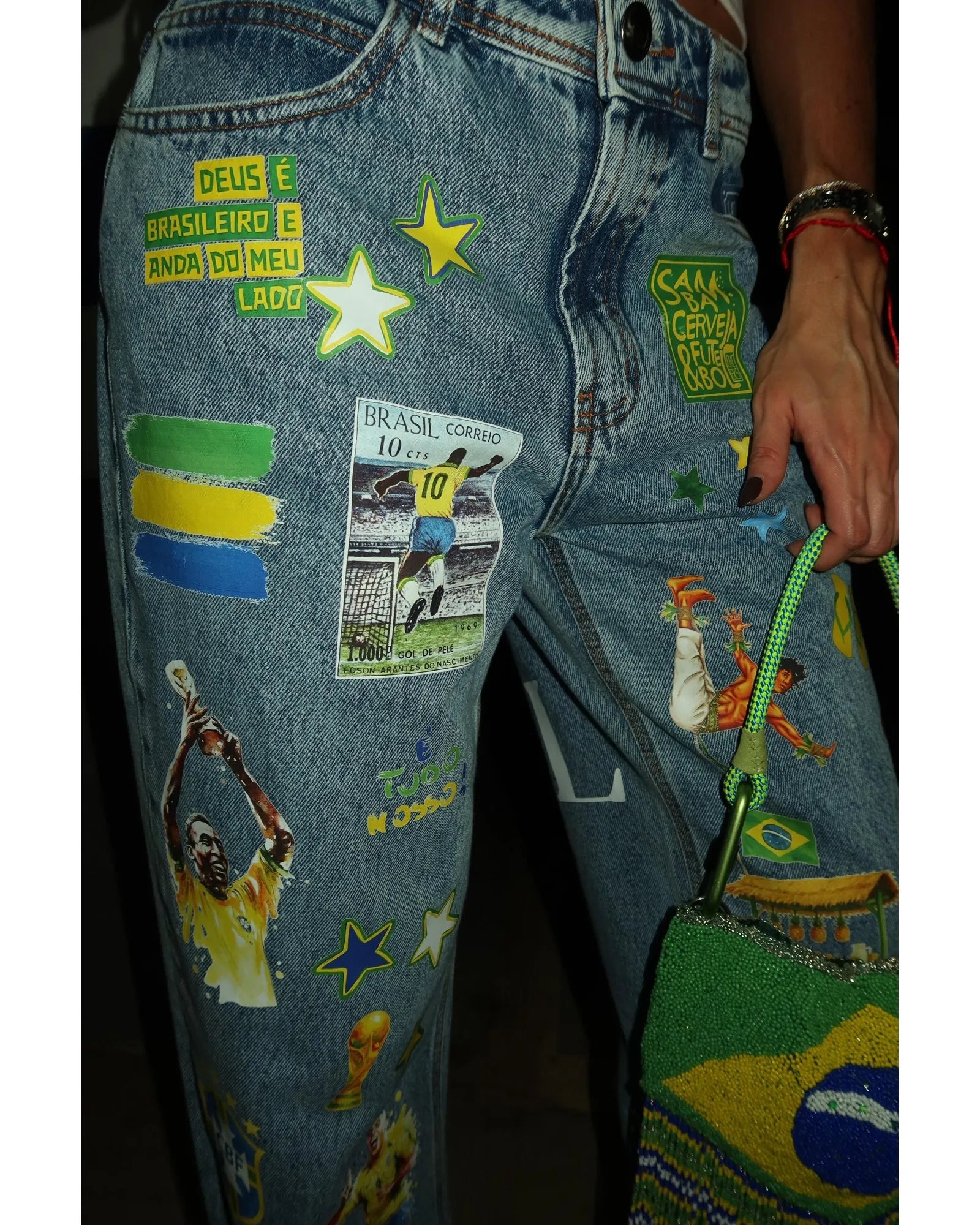 Calça Wide Leg Brasil Stickers